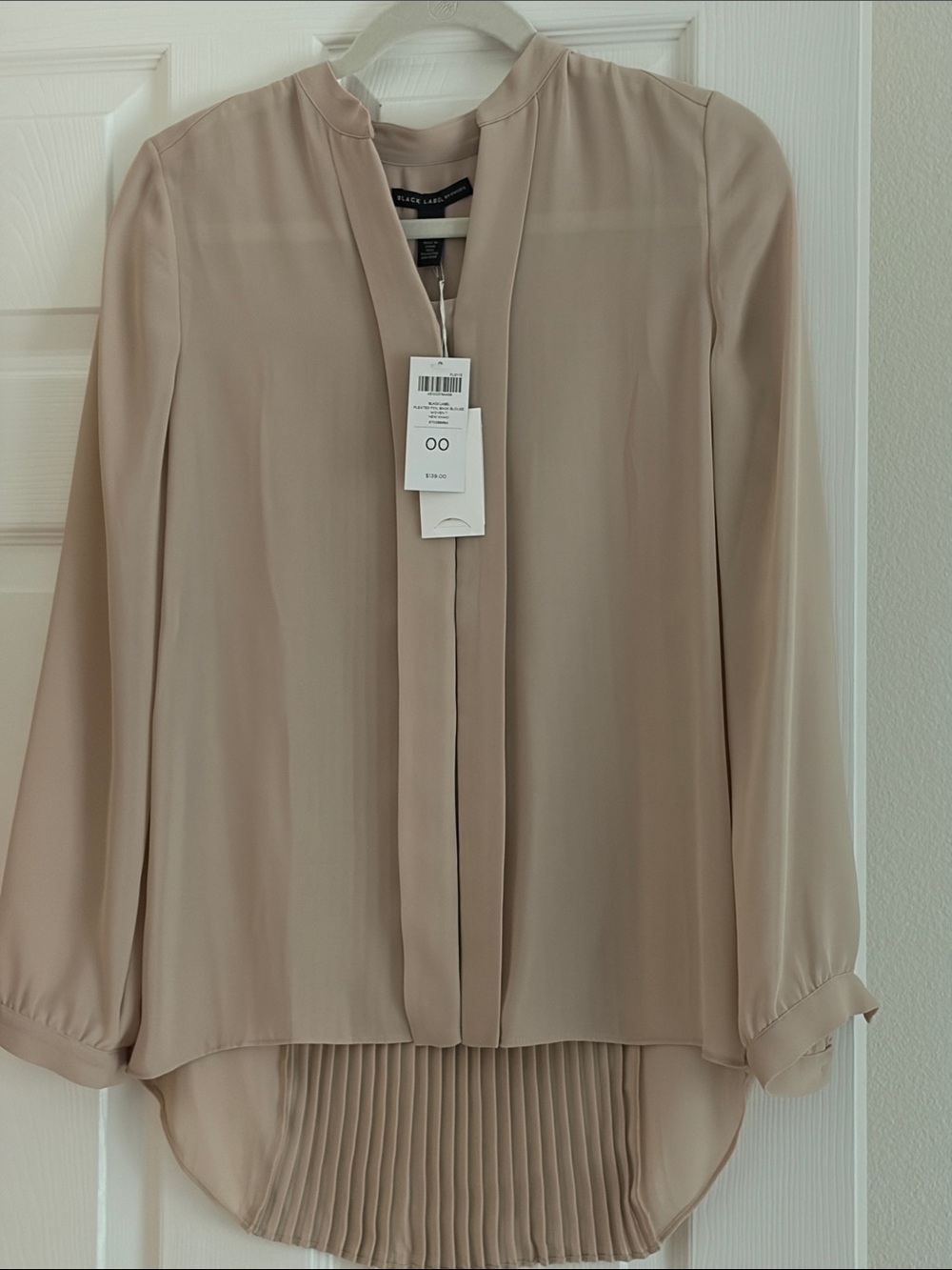 Beige Pleated-Back Blouse